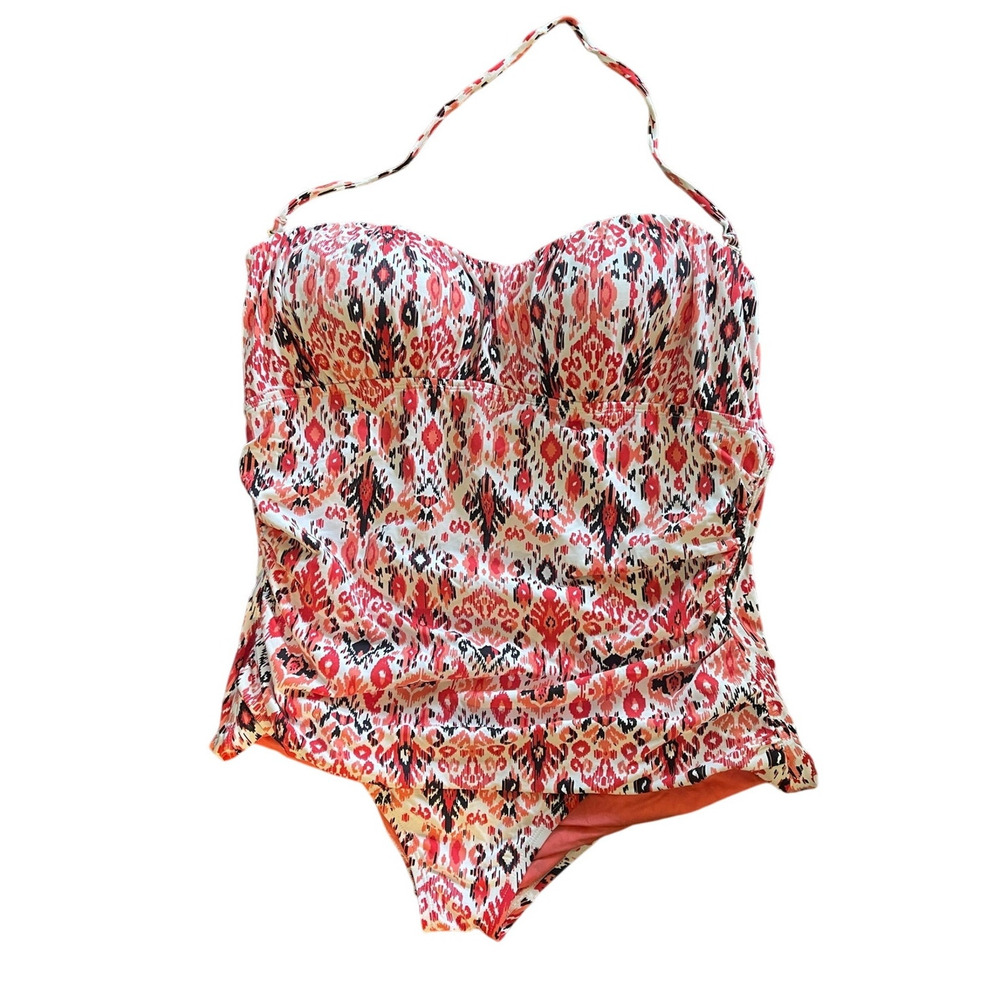 Tommy Bahama 16 Tummy Control One Piece Bathing Suit $148 Tribal Swim Coral NEW!